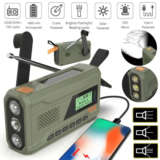 Radio DAB+ Cyfrowe Solarne z Latarką i BT – Awaryjne Radio Pogodowe