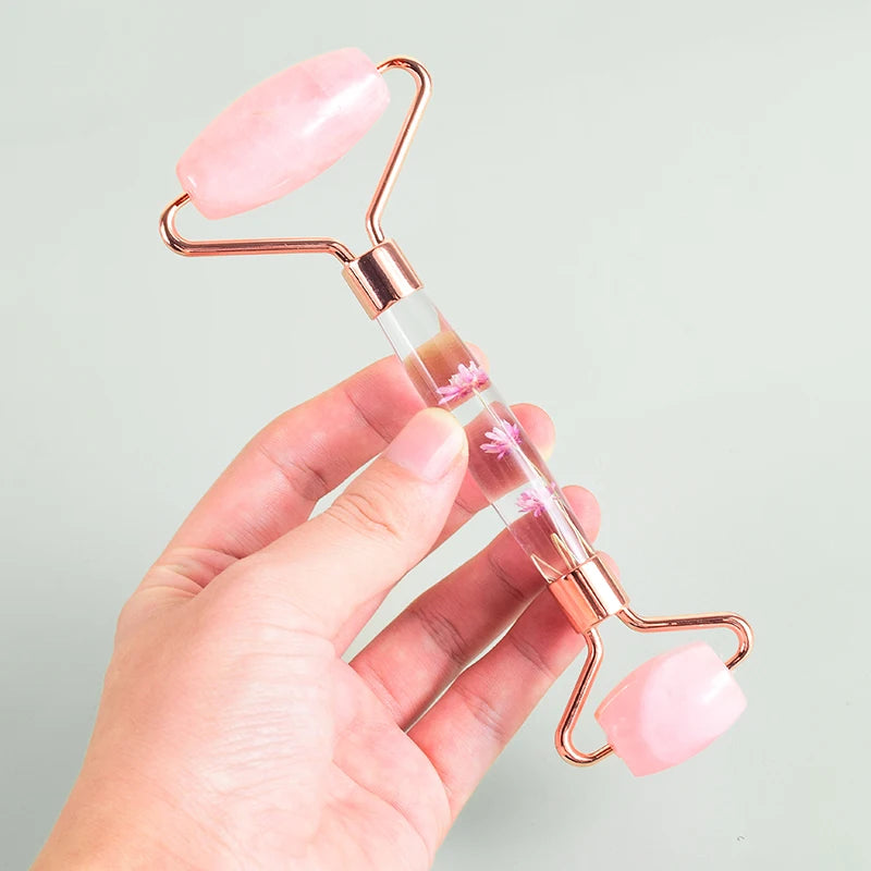 Zestaw do masażu twarzy: Roller + Gua Sha z naturalnego kamienia