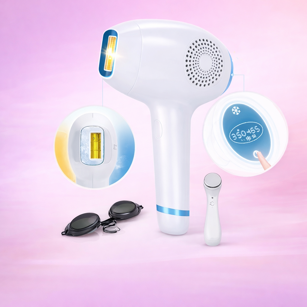 Depilator Laserowy IPL 3w1 z Chłodzeniem ICE – Trwałe Usuwanie Włosów w Domu